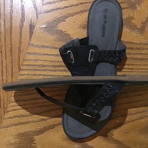HUSH PUPPIES WOMENS BLACK LEATHER THONG SANDALS SIZE US11 - Picture 5 of 8